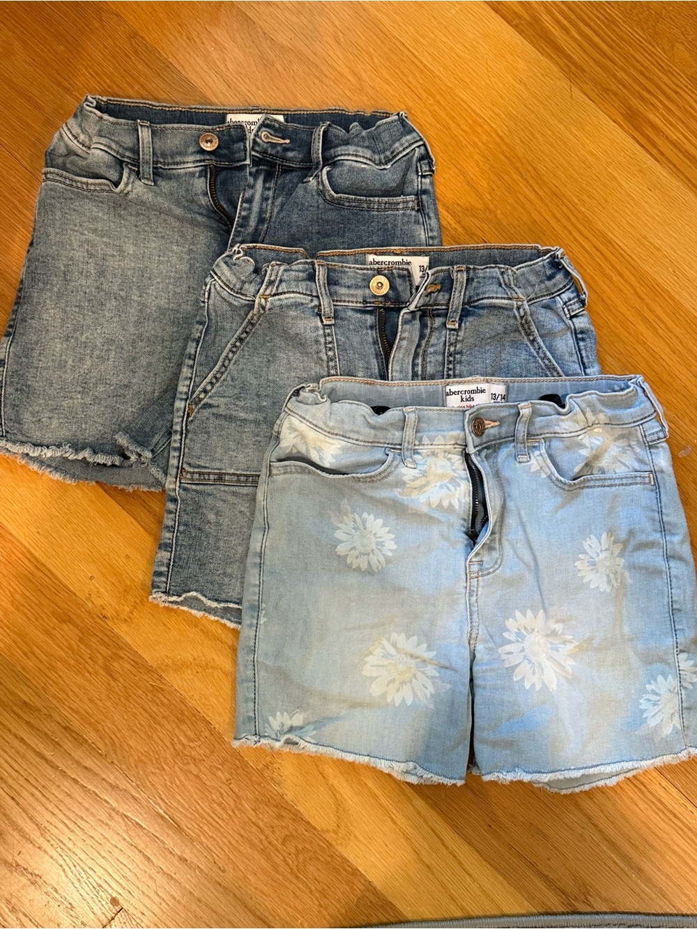 abercrombie kids lot of 3 high rise bike short jean shorts - size 13/14